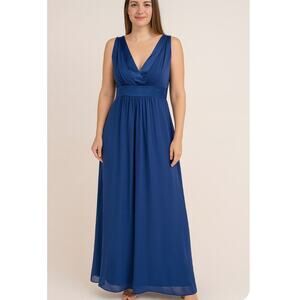 Dessy Collection Vivian Diamond navy blue SZ 10 maxi formal gown bridesmaids